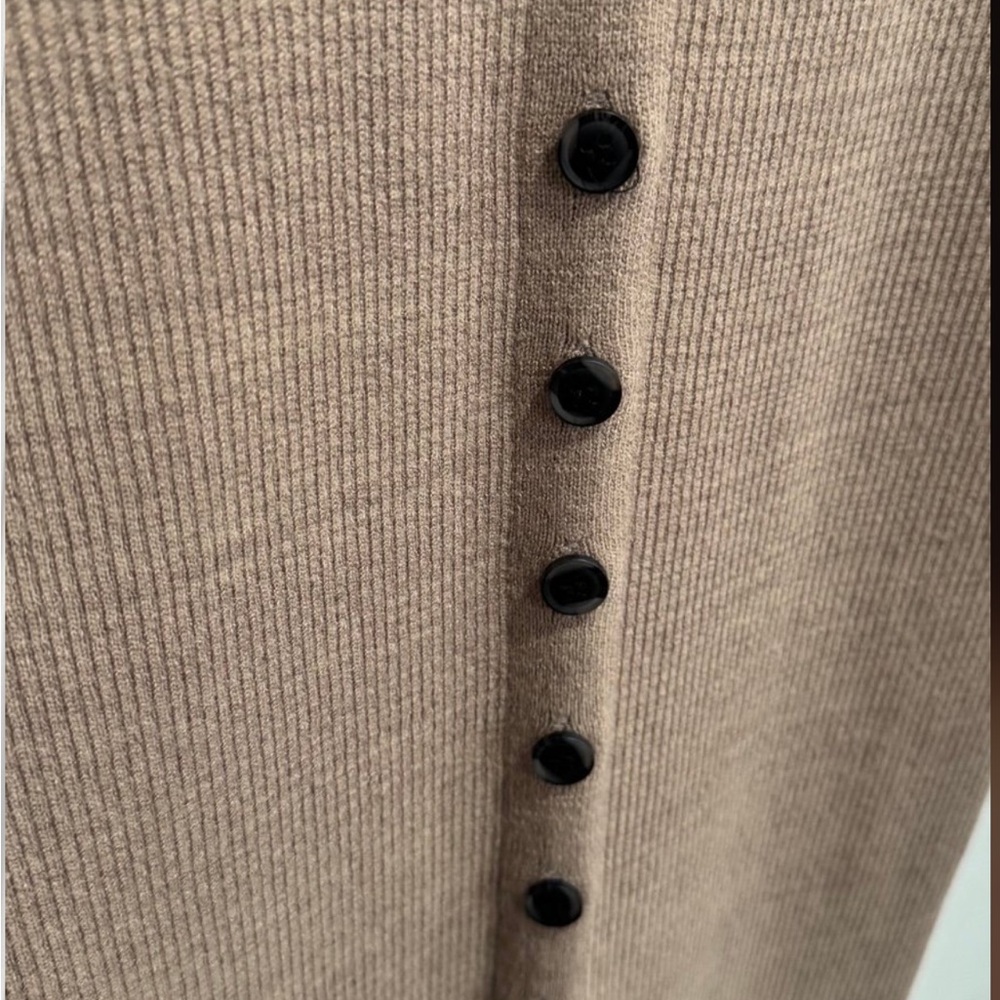 Tan Ribbed Button-Up Dress - Picture 3 of 6